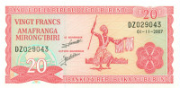 20 франков Бурунди 2007 года р27d